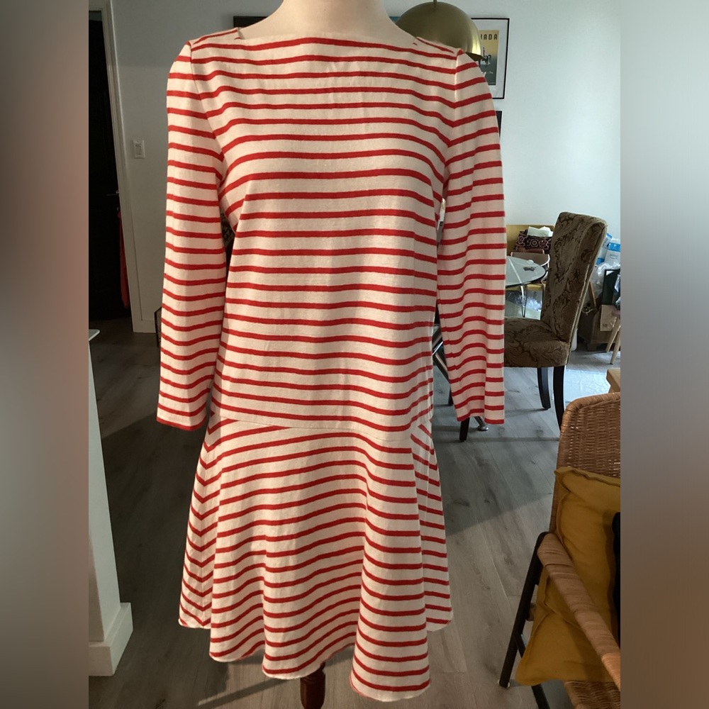 Tory Burch 100% linen stripe nautical shift mini dress. Size S. - Picture 2 of 9